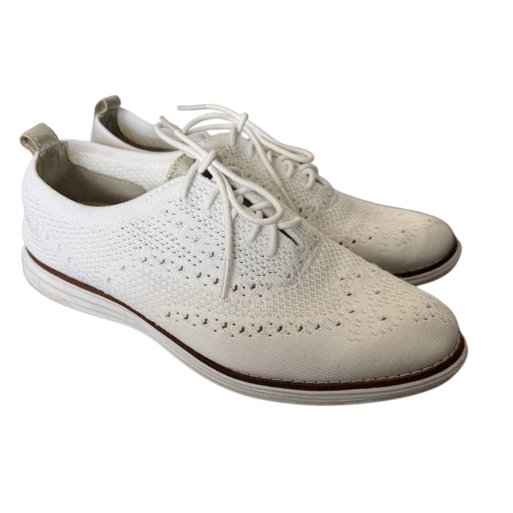 Cole Haan 2.0 Zerogrand Grand Stitch Lite Knot White Wingtip Oxford -Size 7.5B
